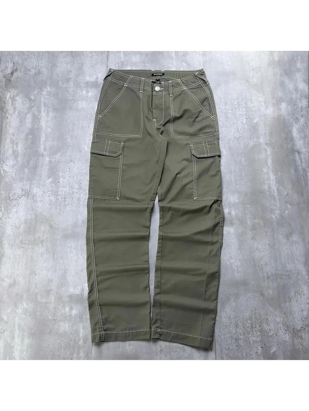Y2K Olive Green True Religion Grunge Baggy Skater Pants
